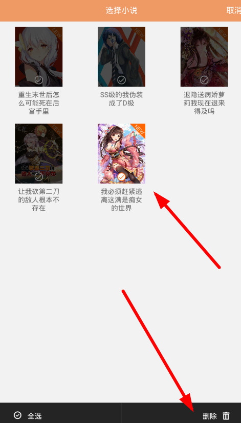 菠萝包轻小说删除小说的操作过程截图