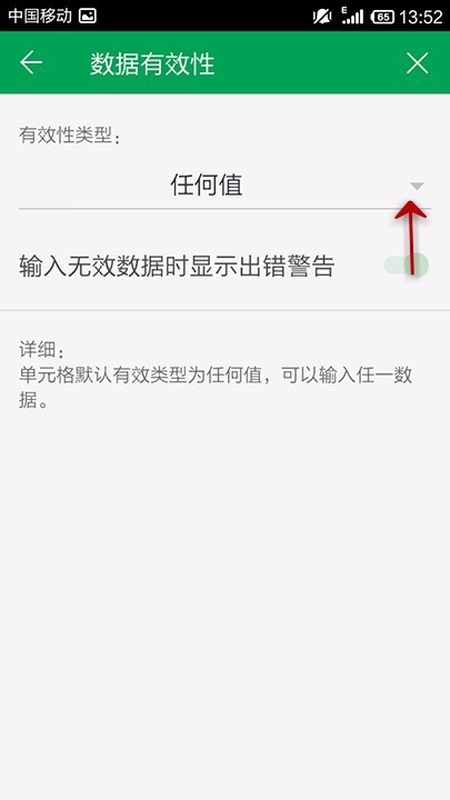 WPS Office APP设置表格数据有效性的操作步骤截图