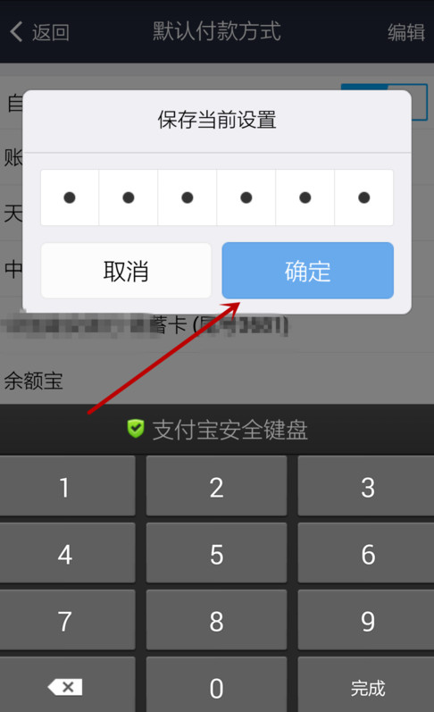 支付宝APP设置默认支付方式的详细操作截图