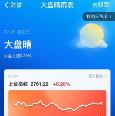 在支付宝里找到大盘晴雨表的详细操作截图
