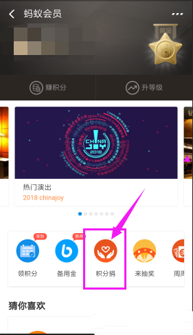 支付宝捐出蚂蚁积分的简单操作介绍截图