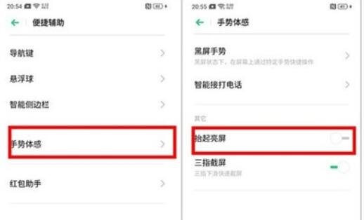 oppoReno Ace中抬手亮屏的使用方法截图