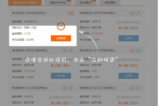 通过信融财富注册投资的操作过程截图
