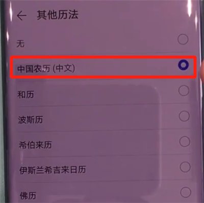 华为mate30pro中显示阴历的简单操作步骤截图