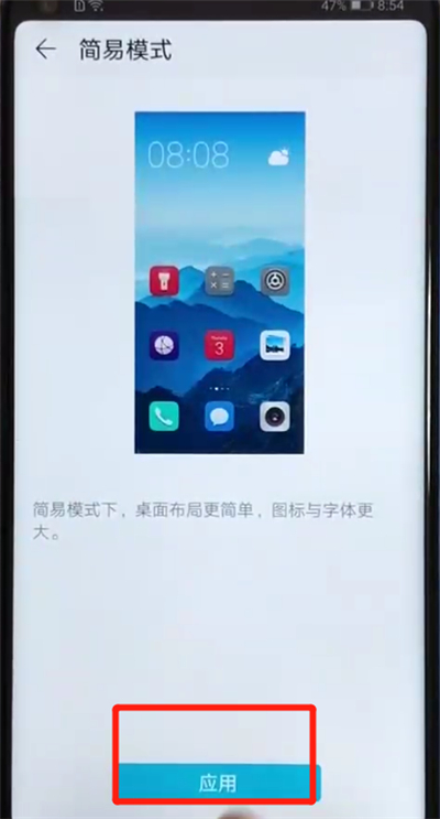 荣耀v20开启简易模式的操作教程截图