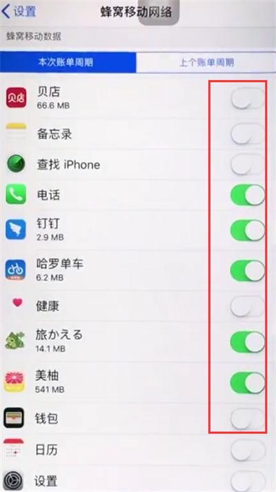 苹果6plus关闭APP使用移动数据的操作方法截图