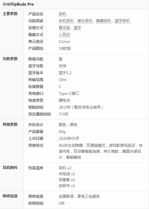 小米降噪耳机Pro有哪些参数?小米降噪耳机Pro参数详情我来教你截图