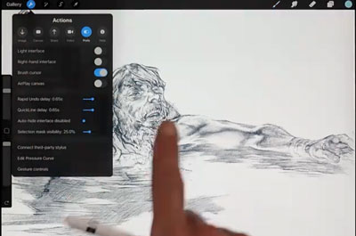 Procreate如何显示笔刷轮廓。