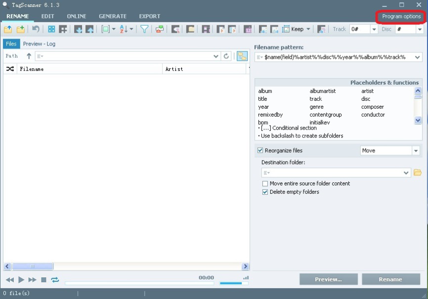 TagScanner如何修改歌曲文件名称