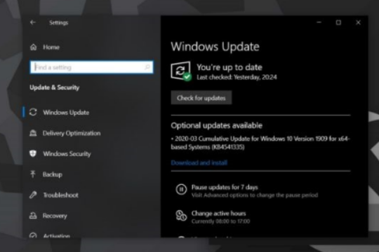 win10系统的补丁更新消息。