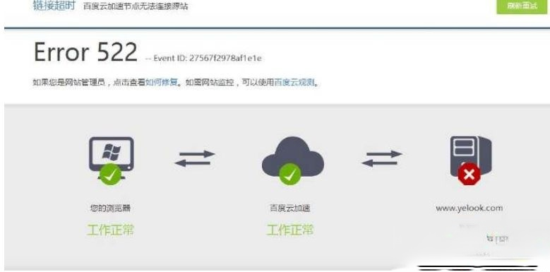 电脑上网打开网页出现Error 522错误如何解决。