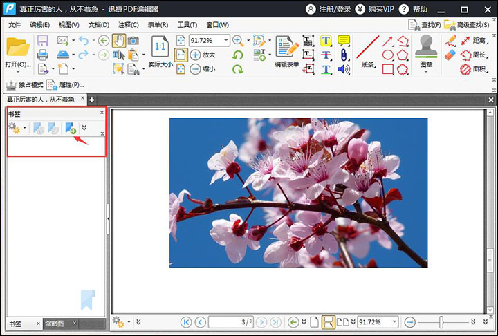 迅捷PDF编辑器将PDF文件添加书签的操作步骤截图