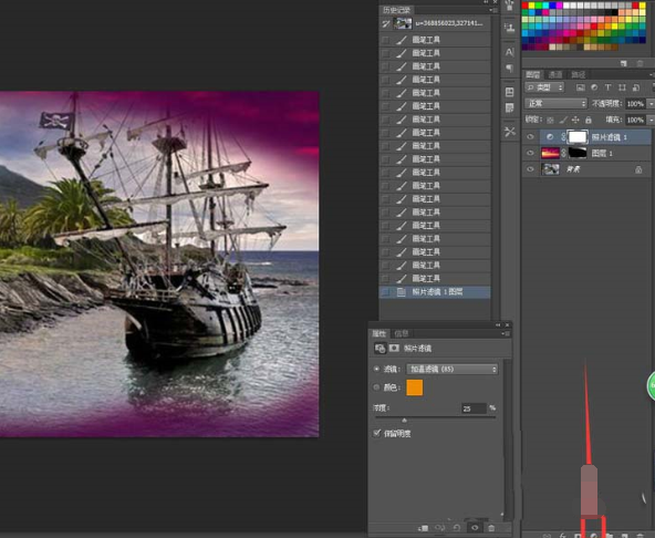 photoshop cs6给海盗船合成黄昏特效的图文操作步骤截图
