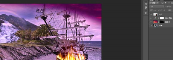 photoshop cs6给海盗船合成黄昏特效的图文操作步骤截图