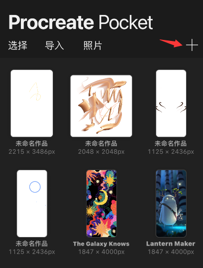 procreate pocket怎么新建画布？procreate pocket新建画布教程截图