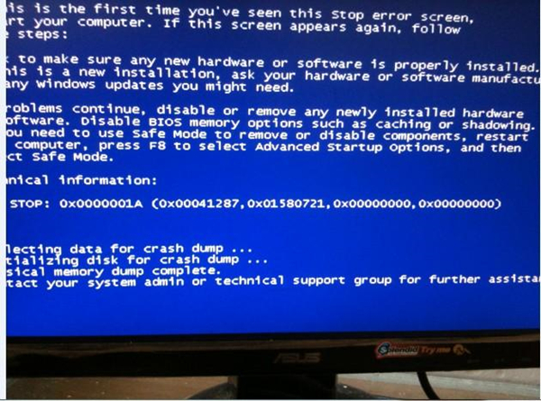 关于电脑蓝屏代码0x0000001A怎么办（电脑蓝屏出现0x0000001a怎么解决）