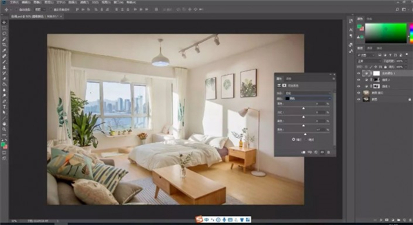 如何使用PS整体调整室内照片变成小清新照片?