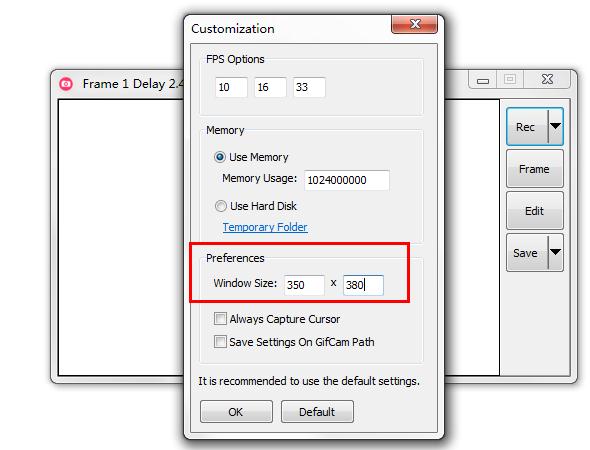 一招小编分享GifCam调整窗口大小的方法