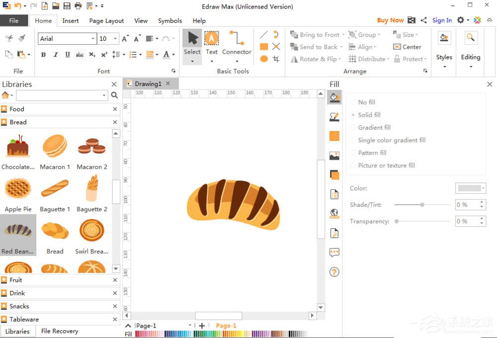 Edraw Max怎么绘制红豆面包？亿图图示绘制红豆面包的方法