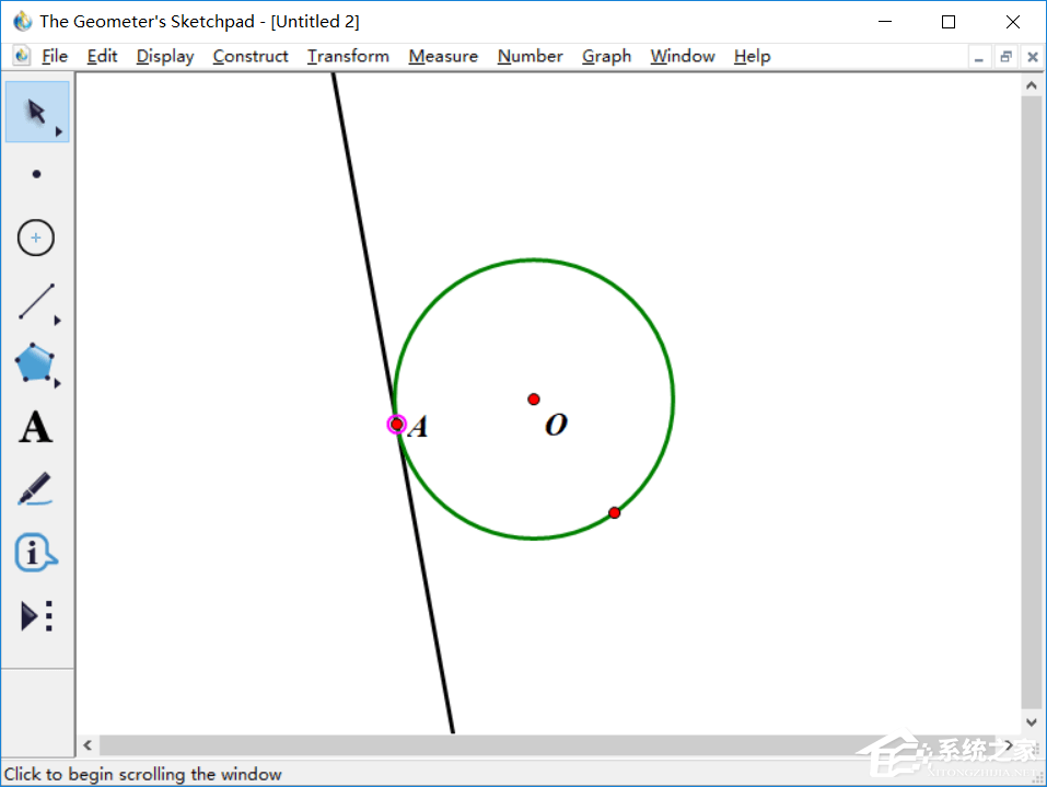 几何画板如何使用自定义工具过圆上一点作切线?