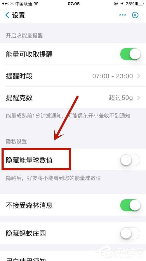 支付宝蚂蚁森林怎么隐藏能量球数值?