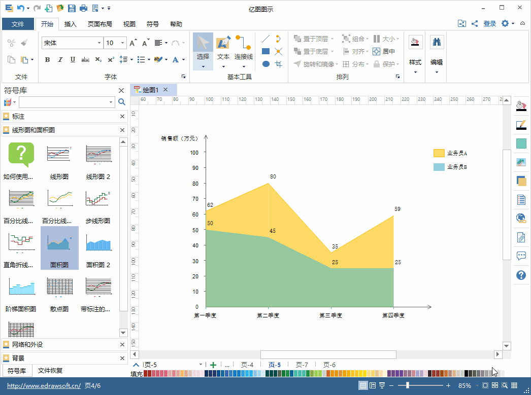 Edraw Max怎么画面积图？亿图图示画面积图的方法步骤
