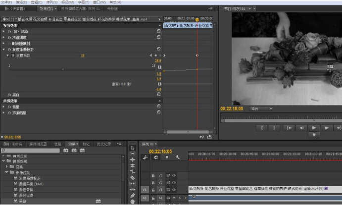 Premiere怎么将视频色彩调成黑白色 Premiere将彩色视频黑白化的教程