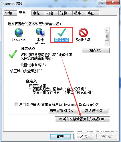 Win7网页提示试图打开受信任站点怎么办?