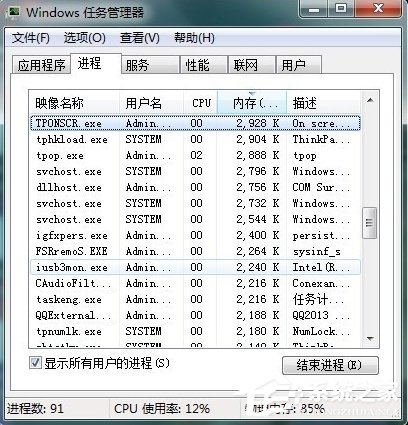 Win7任务管理器中哪些进程可以关闭?