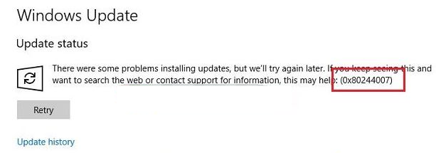 关于Win10更新错误0x80244007如何解决