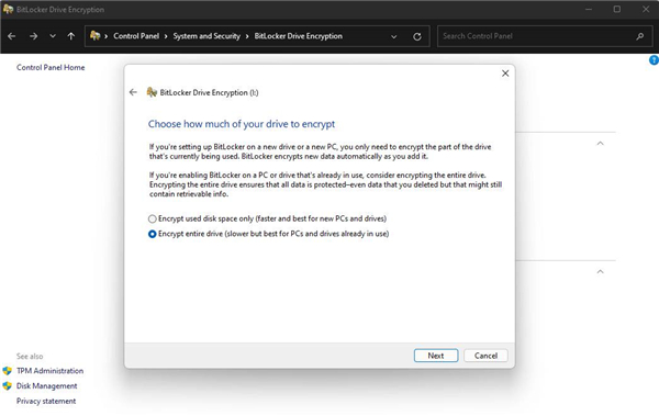 Win11如何快速加密硬盘？小编分享Win11上快速加密硬盘的方法
