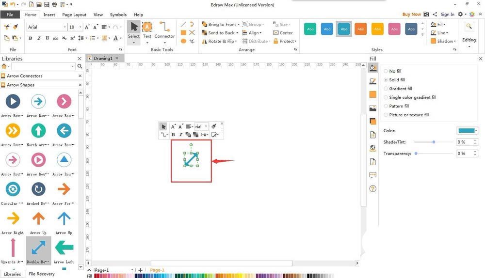使用Edraw Max亿图图示绘画出红色双向箭头具体操作步骤
