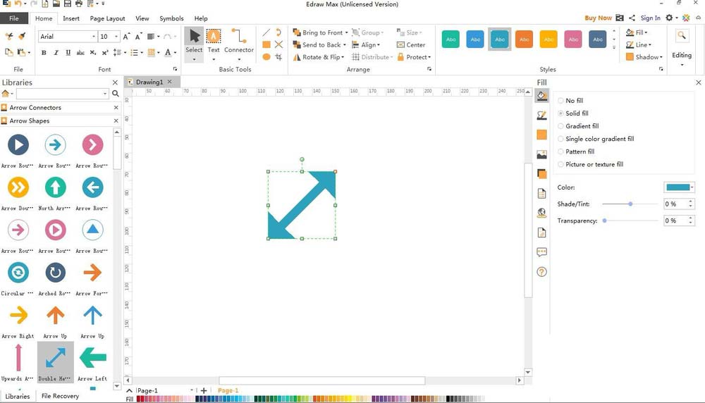 使用Edraw Max亿图图示绘画出红色双向箭头具体操作步骤