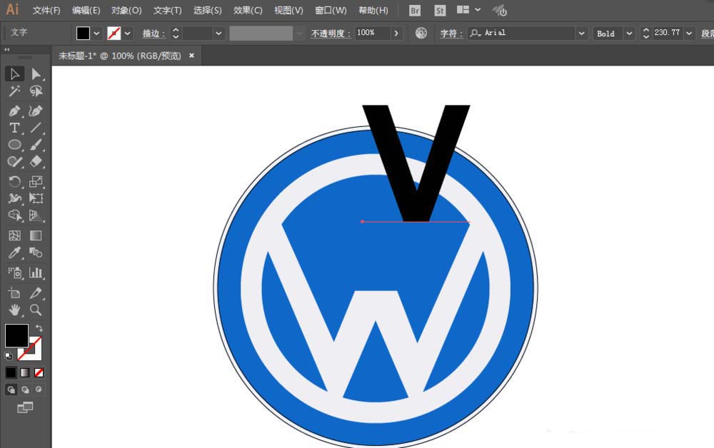 利用ai设计大众汽车的LOGO的方法我来教你截图