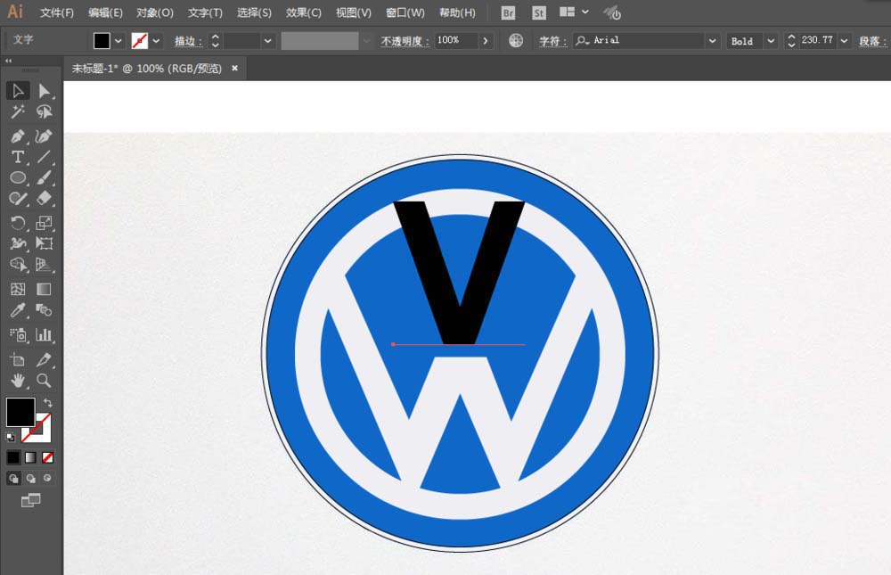 利用ai设计大众汽车的LOGO的方法我来教你截图