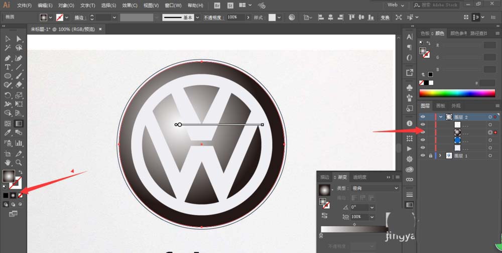 利用ai设计大众汽车的LOGO的方法我来教你截图
