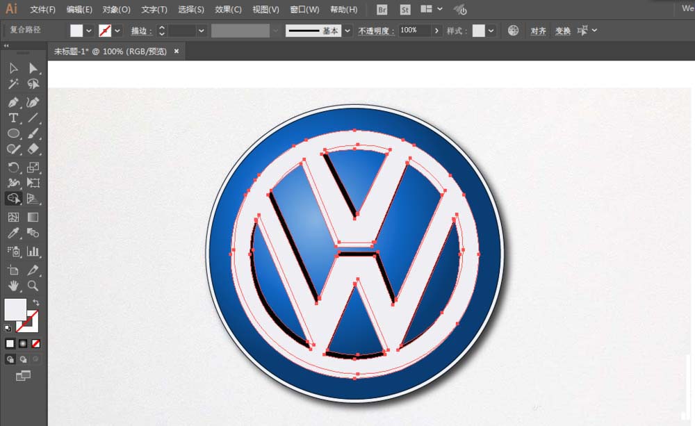 利用ai设计大众汽车的LOGO的方法我来教你截图
